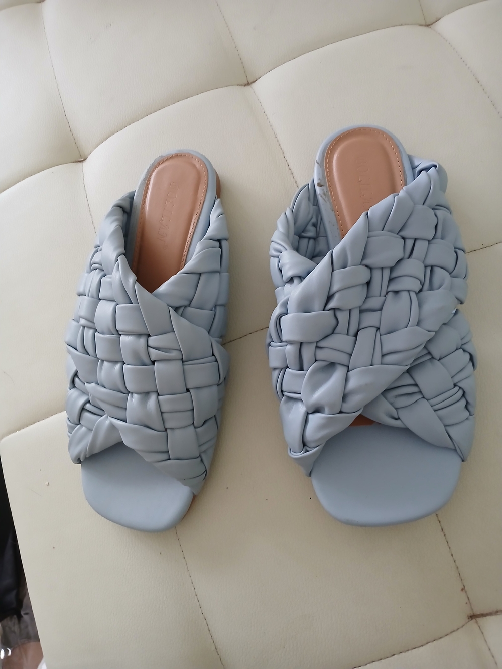 Woven Slide Sandals - Light Blue